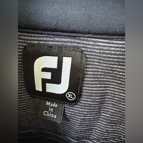 FootJoy Striped Navy and Gray 1/4 Zip Pullover - Picture 2 of 4